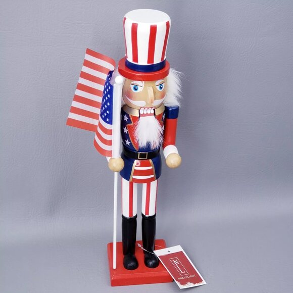 PATRIOTIC July 4th NUTCRACKER UNCLE SAM Top Hat Flag Red White Blue - Picture 15 of 16